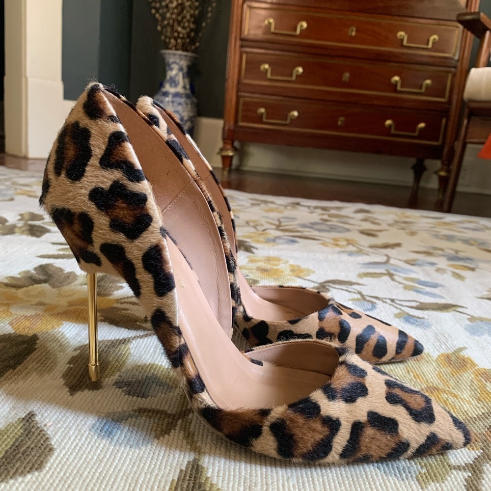 Kurt Geiger Leopard Ponyhair Gold Stilettos 40